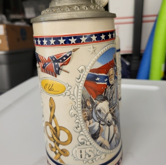 Patriotic Ceramic Beer Stein with Pewter Lid Robert E. Lee Limited Edition D0698 - Picture 5 of 15